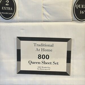 Traditional At Home 6pc Queen Sheet white as snow embossed stripes